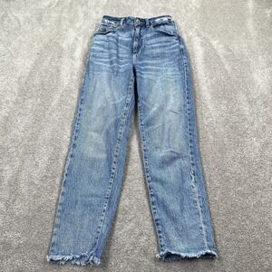 Garage Jeans Womens 5 Blue High Rise Straight Leg Distressed Raw Hem Denim Pants